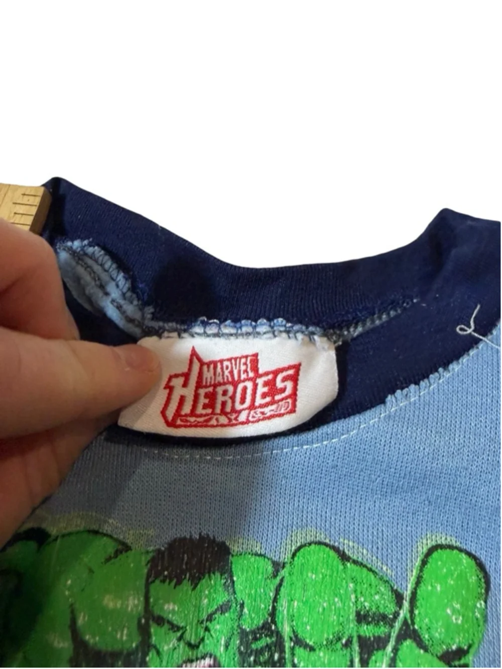Marvel Heroes Hulk Spiderman Graphic Tee Kids 4T Blue Long Sleeve Y2K Cartoon